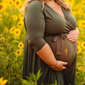 Olive Maternity Maxi Dress